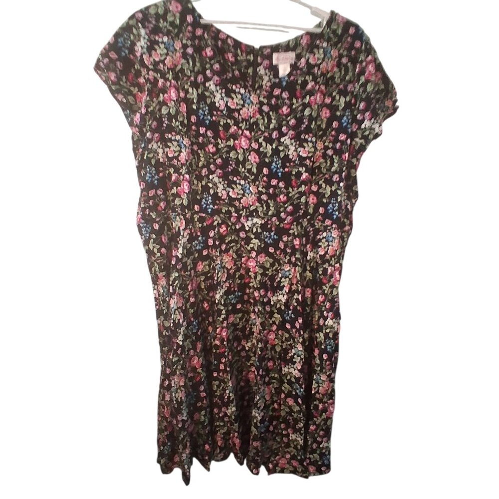 Lanz of Salzburg dress womens 3X black floral midi
